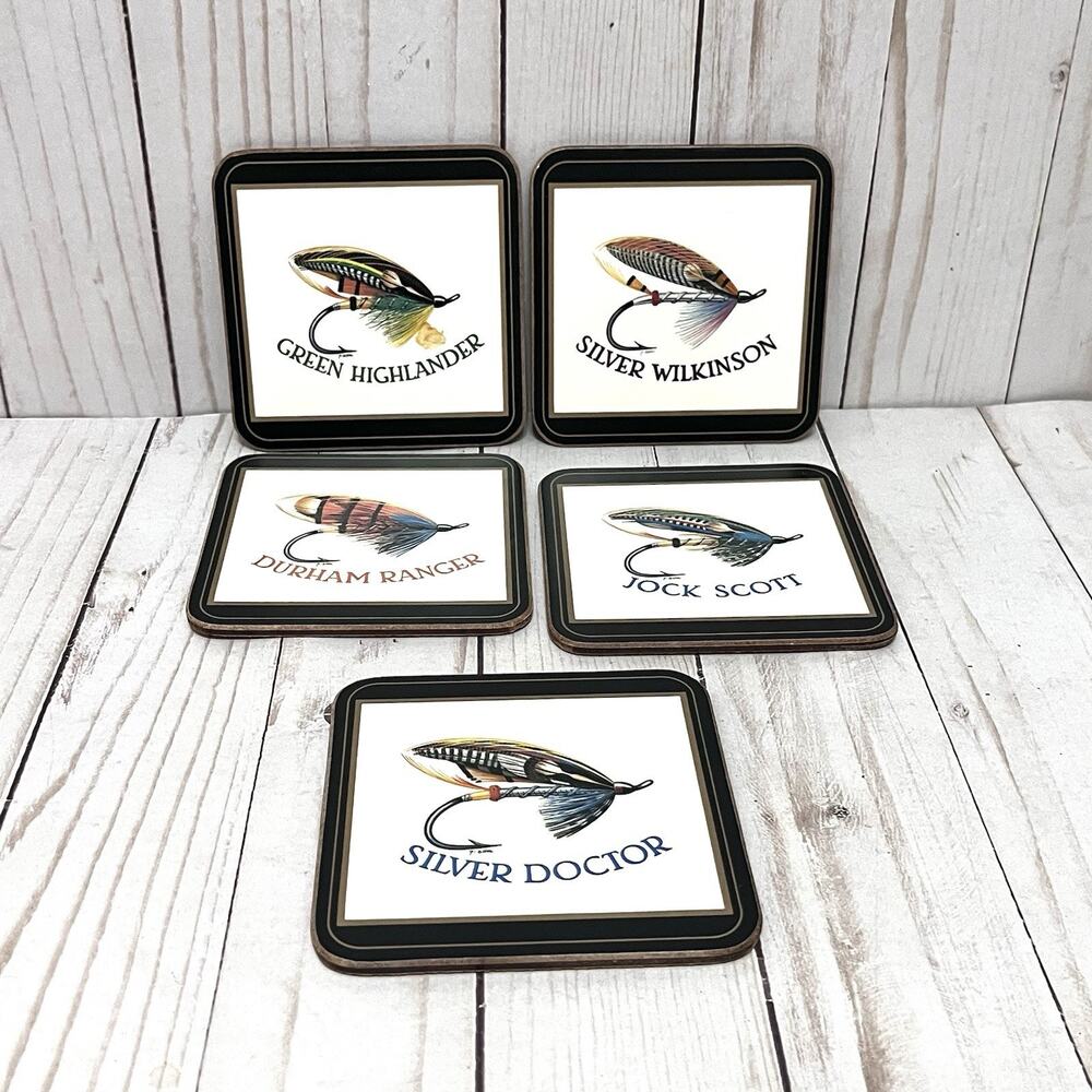 Vintage Pimpernel Coasters Salmon Flies by Gunnar Johnson - Set of 5